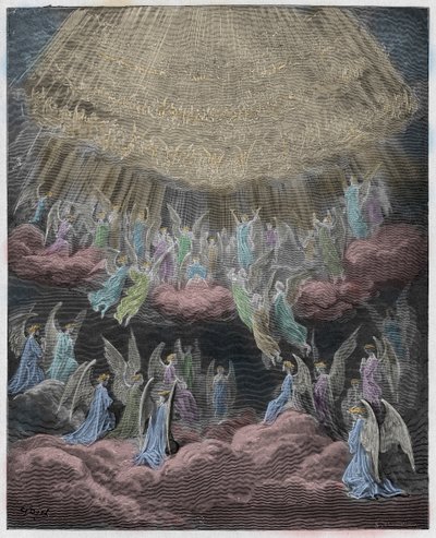 Paradiso, Canto 27: The heavenly host singing Gloria In Excelsis Deo (illustration from The Divine Comedy) by Gustave after Dore